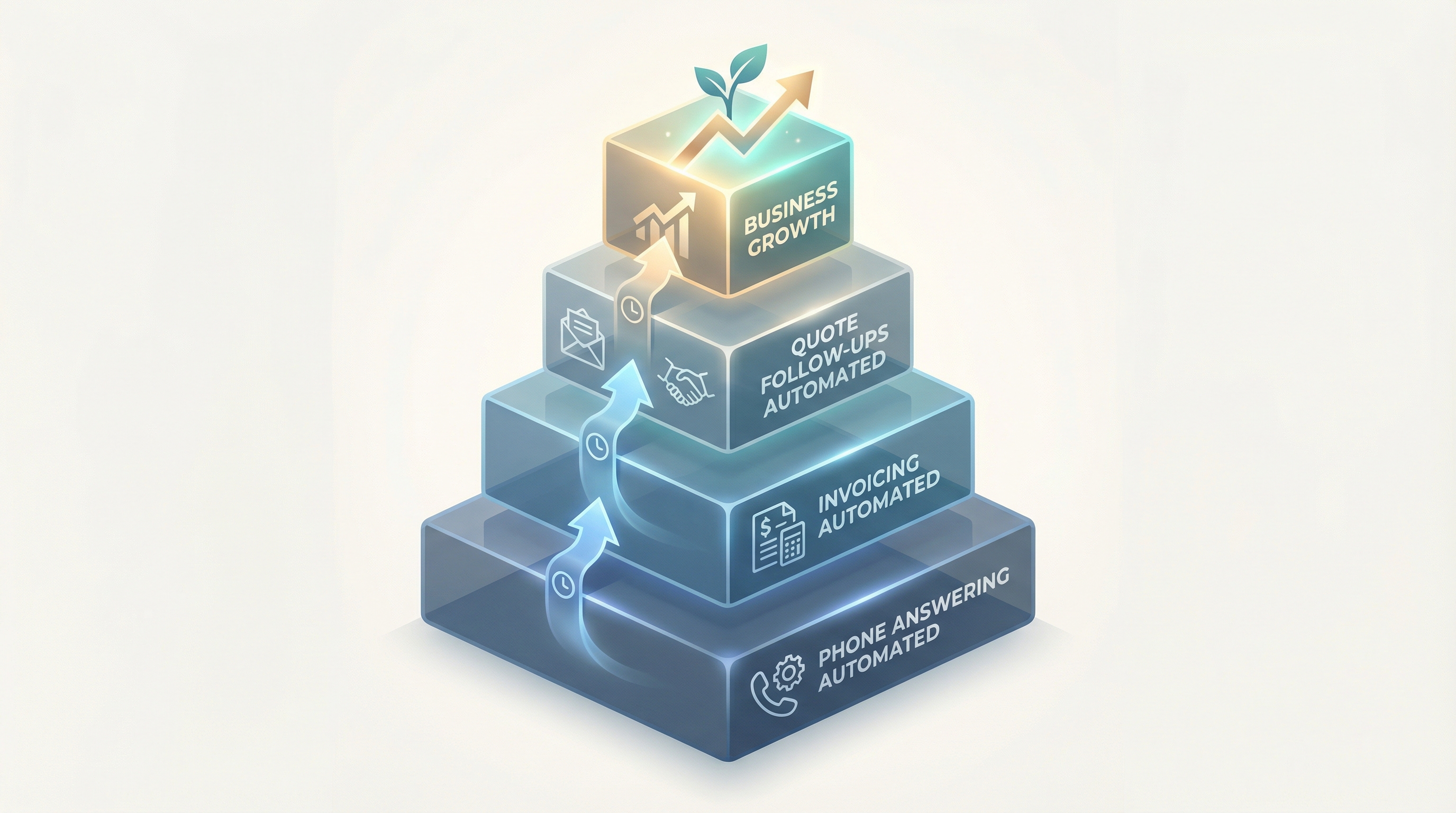Illustration showing how each layer of automation compounds, freeing team capacity for progressively higher-value work