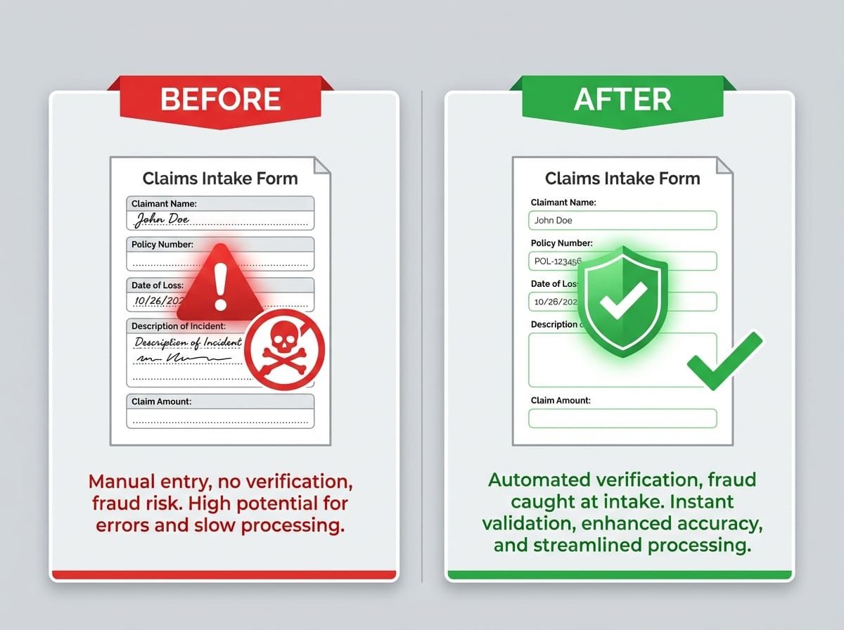 Before and after comparison of claims intake with and without IMEI verification