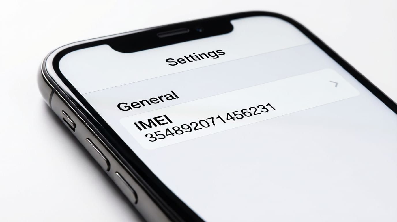 Smartphone screen showing IMEI number in device settings